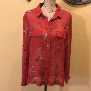 Gap long sleeve, red floral blouse, XL, EUC | offer in description
